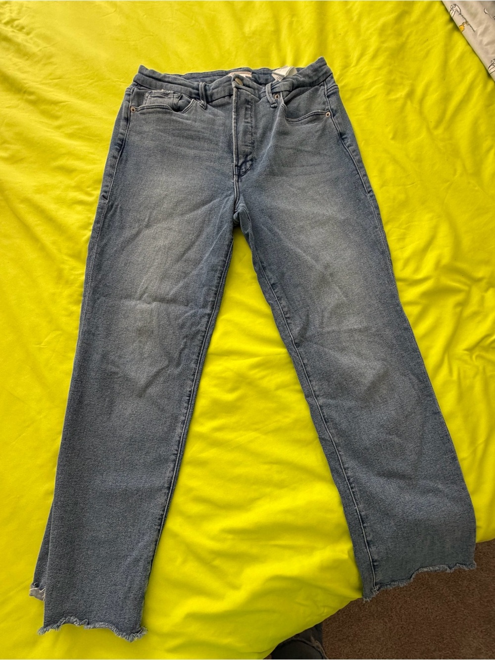 Good American Women's Washed Blue Straight Jeans
